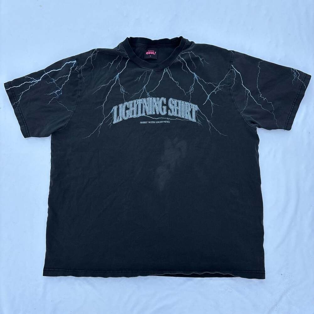 Cool Shirtz Lightning Shirt Black Graphic Tee Size L